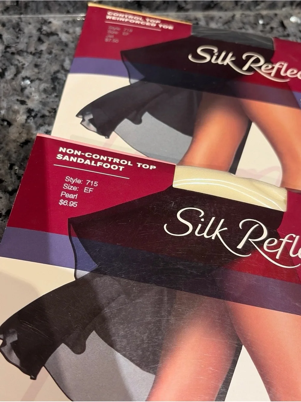 Vtg Hanes Silk Reflections Sheer Control Top Pantyhose EF BLACK Tan NOS lot of 5